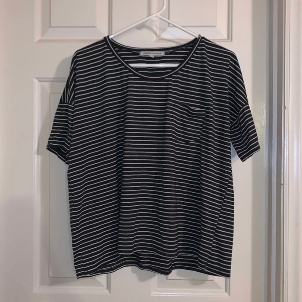 Foreign Exchange striped pocket tee